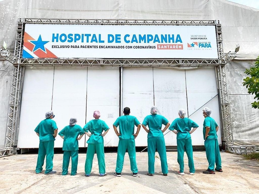 Colaboradores cobram salários de serviços prestados ao Hospital de Campanha de Santarém em 2020 — Foto: Redes Sociais/Reprodução
