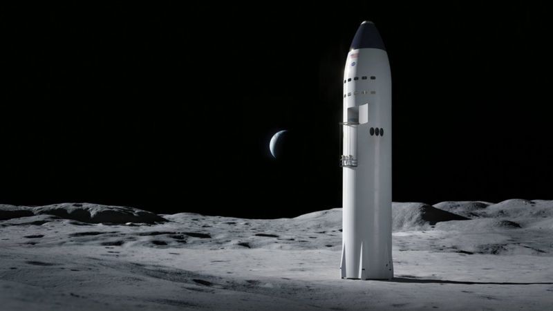 Proposta vencedora da SpaceX usará versão adaptada de seu foguete para levar astronautas à Lua (Foto: SpaceX)