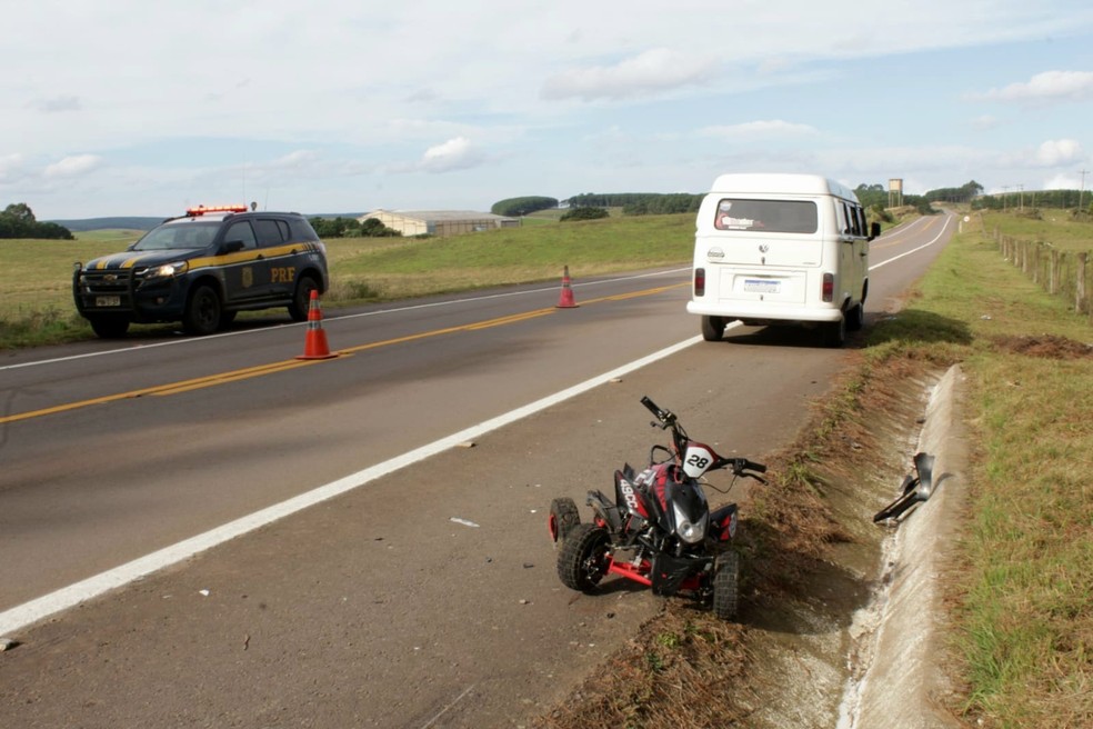 Quadriciclo conduzido por adolescente que morreu em acidente de trânsito — Foto: Polícia Rodoviária Federal/Divulgação