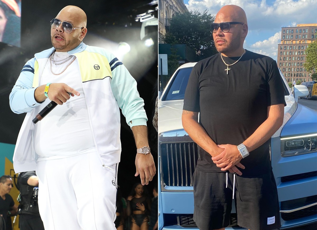 Fat Joe em 2018 e em 2022, antes e depois de perder 45 kg (Foto: Getty Images e Reprodução/Instagram)