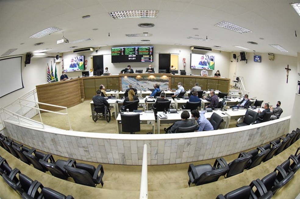 Reunião extraordinária na Câmara de Vereadores de Piracicaba — Foto: Guilherme Leite/Câmara de Piracicaba