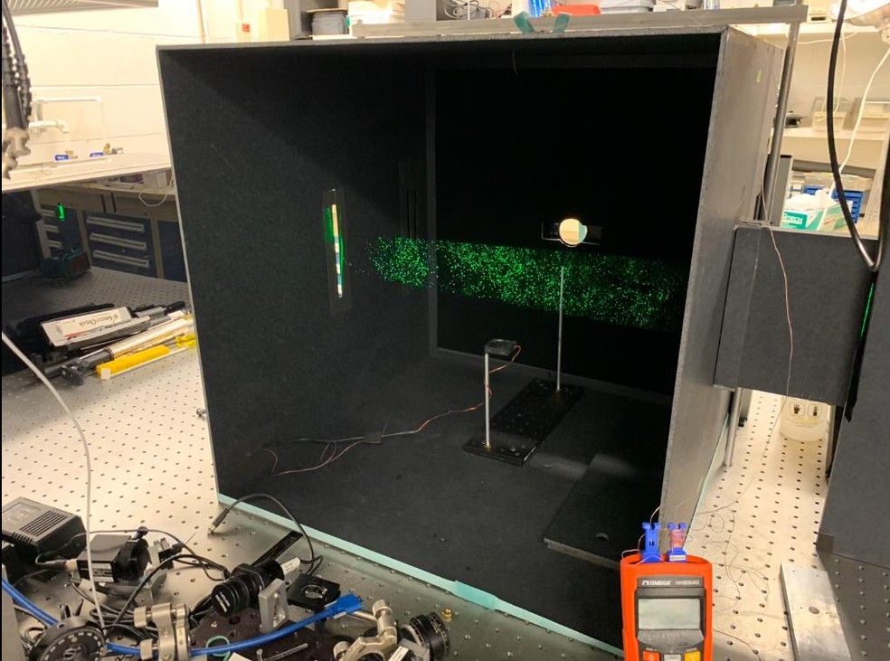 Experimento mostra que partículas de saliva liberadas durante a fala ficam em suspensão por até 10 minutos — Foto: Reprodução/ PNAS