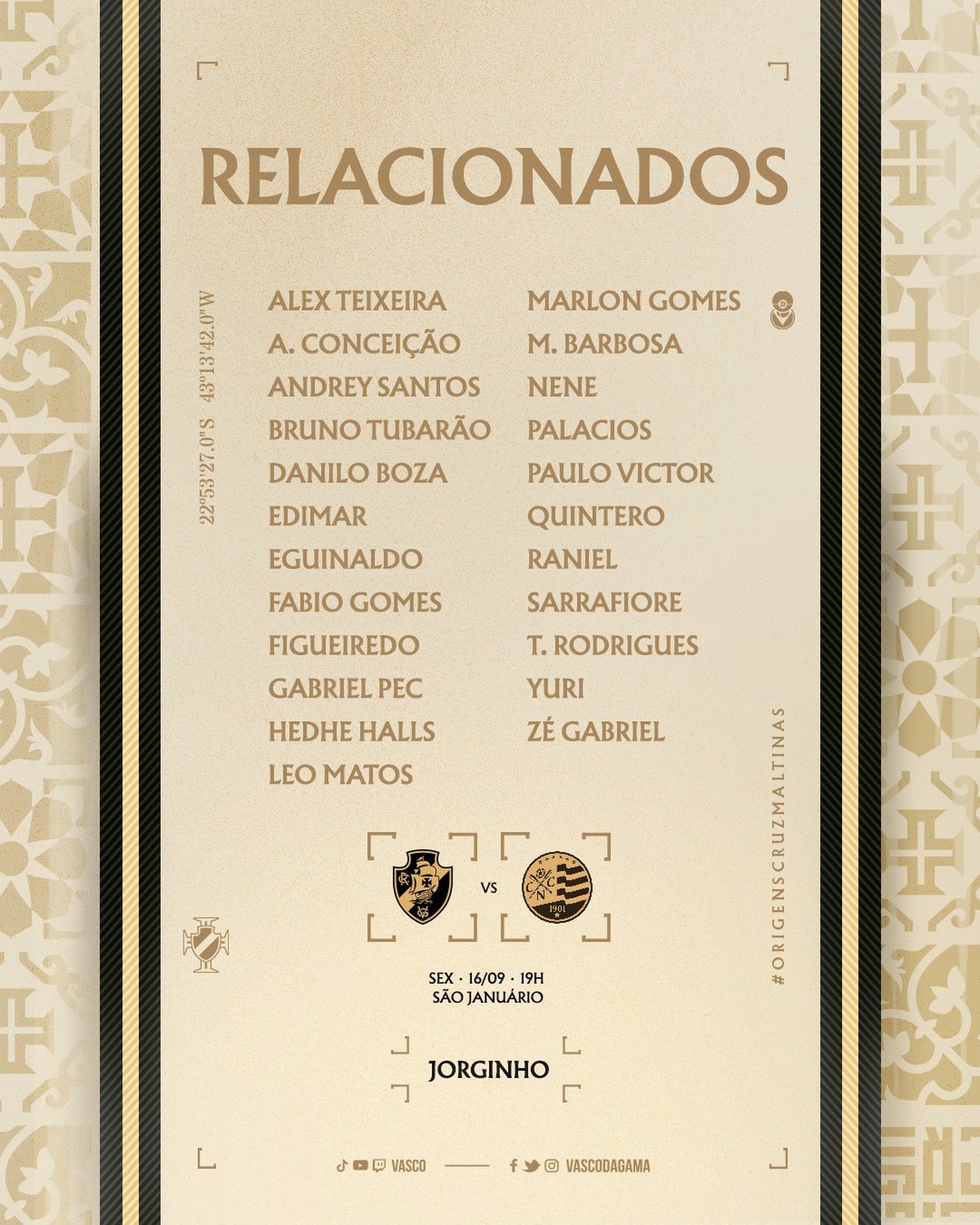 Com Eguinaldo e Sarrafiore, Vasco divulga relacionados para o jogo contra o  Náutico | vasco | ge