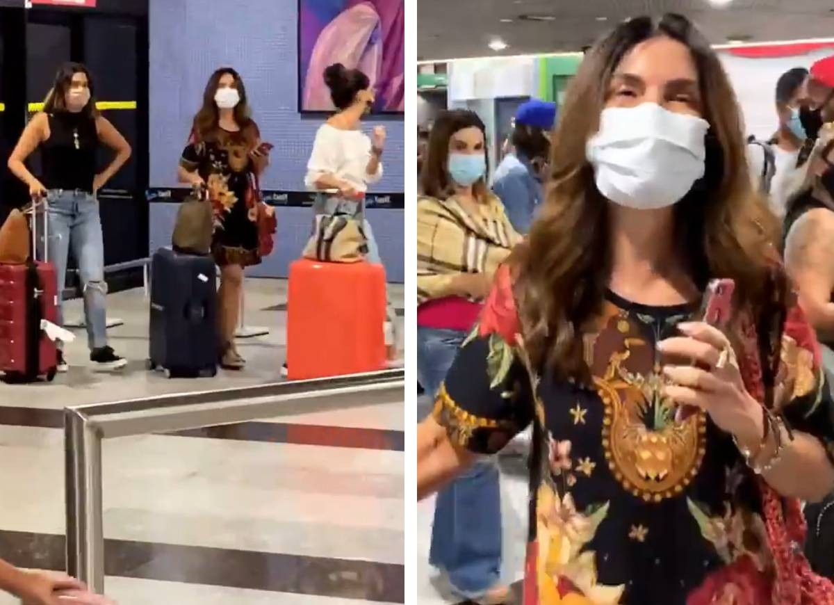 Fátima Bernardes e as filhas chegam em Recife (Foto: Reprodução/Instagram)