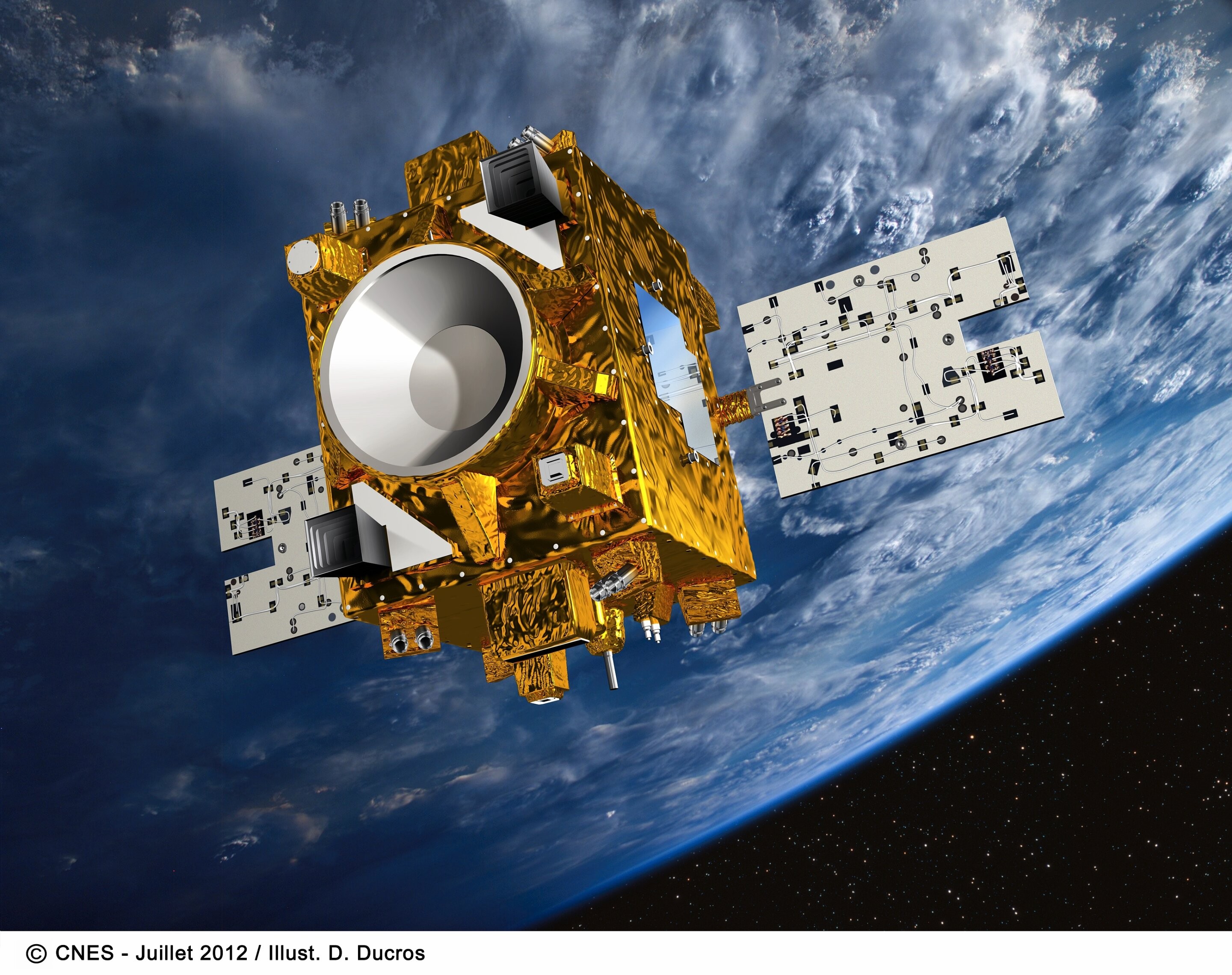 Missão testou o Princípio de Equivalência Fraca da Relatividade Geral medindo as acelerações de objetos em queda livre em um satélite na órbita terrestre (Foto: CNES 2015)