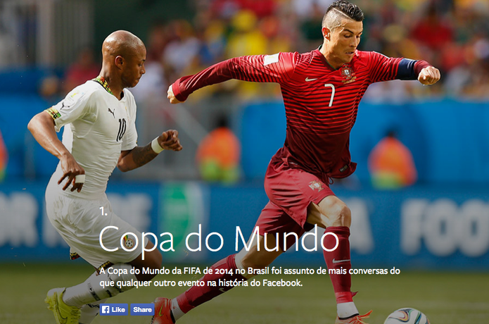 Copa do Mundo de Futebol da Fifa 2014 foi o tema mais comentado do ano no Facebook (Foto: Divulgação/Facebook)
