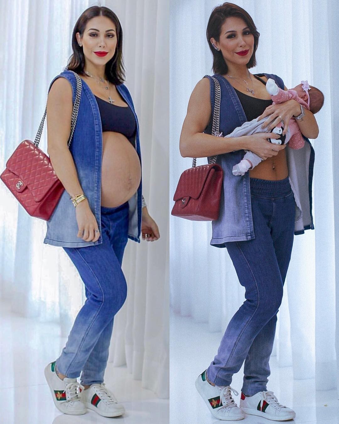 Bella Falconi faz antes e depois: grávida e com Stella (Foto: Reprodução/Instagram)