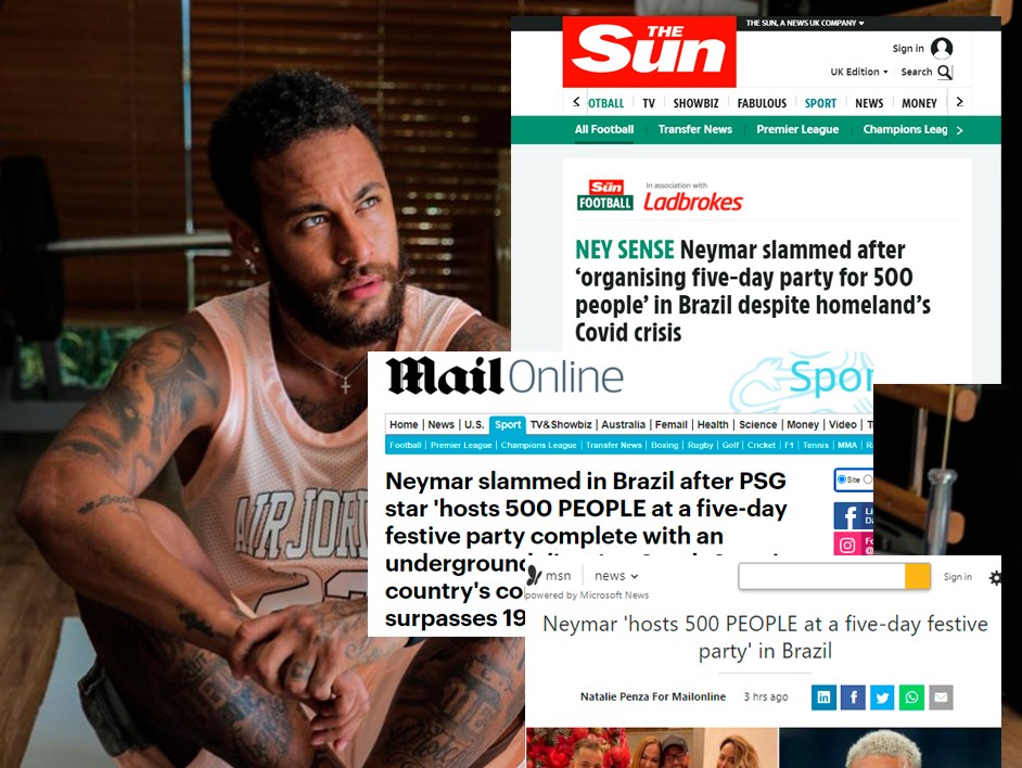 Festa de Réveillon de Neymar Jr na pandemia vira notícia internacional (Foto: Reprodução)