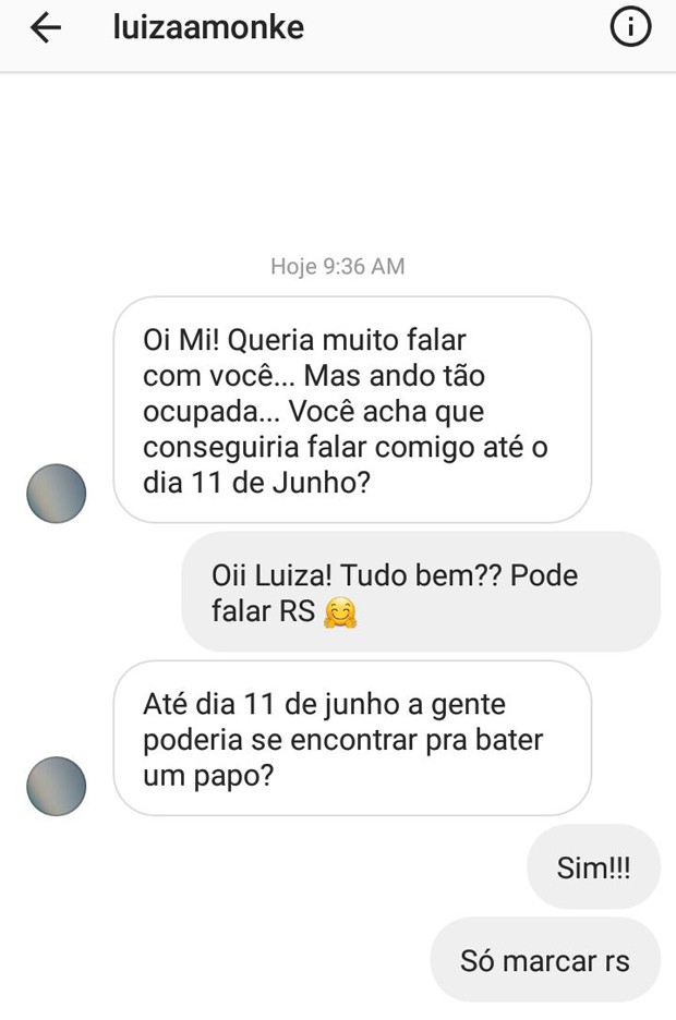 Luiza Lorellay marcou encontro profissional com músico para o dia 11 de junho (Foto: Reprodução)