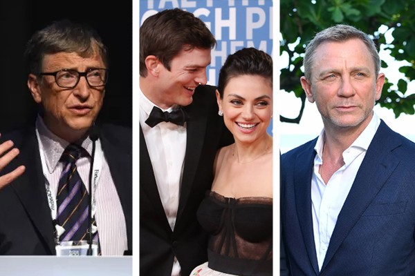 Bill Gates, Ashton Kutcher, Mila Kunis e Daniel Craig (Foto: Getty Images)
