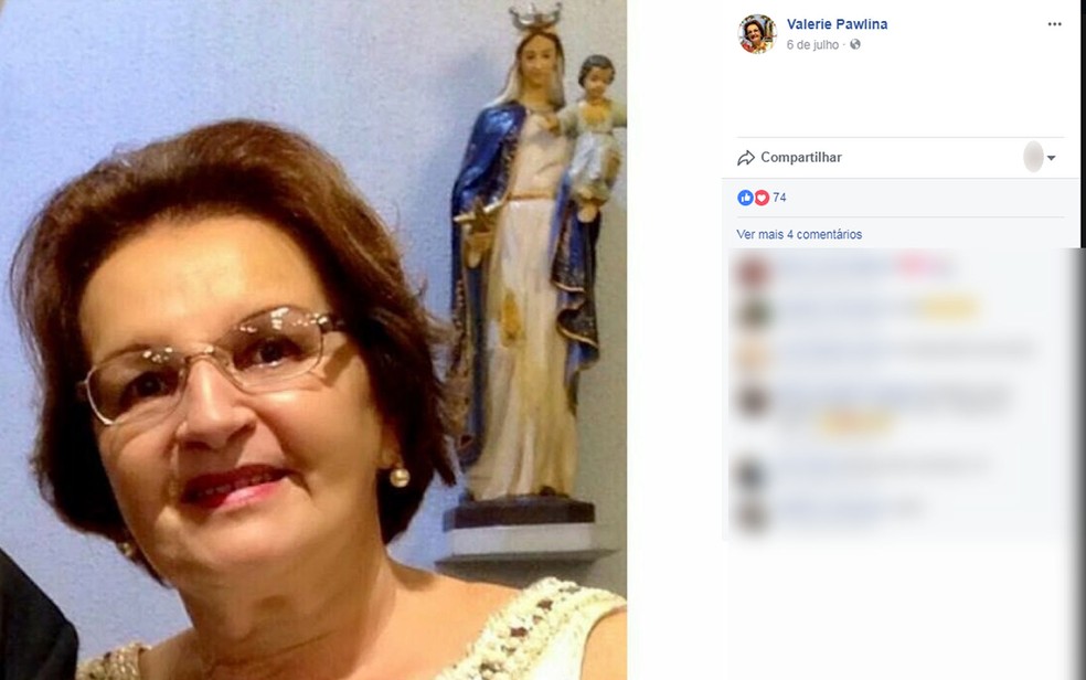  Valerie Lentch Pawlina, de 71 anos, morreu atropelada na Avenida Miguel Sutil (Foto: Facebook/Reprodução)
