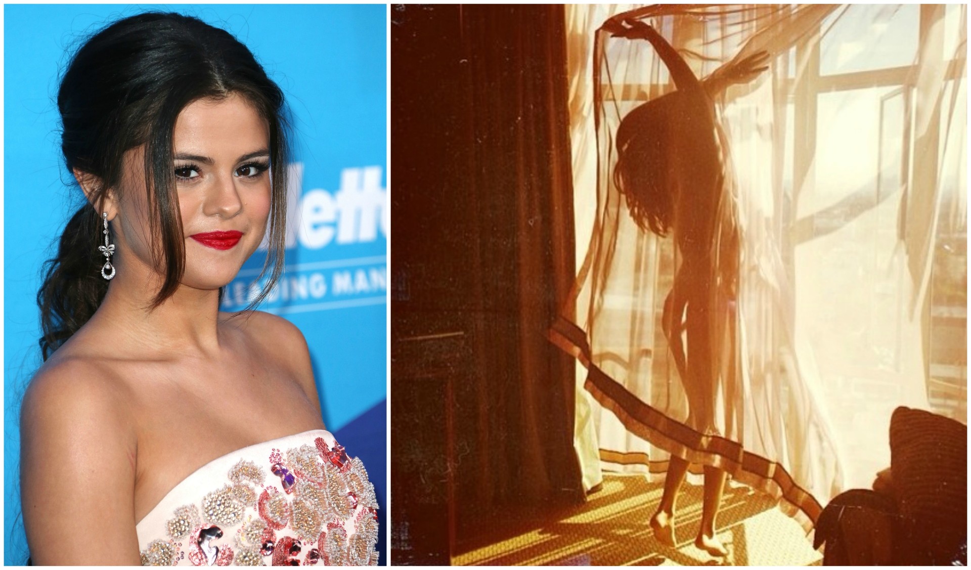 Selena Gomez e sua foto sem nenhuma roupa. (Foto: Getty Images e Instagram)