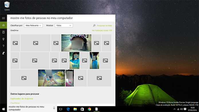 Cortana pode fazer pesquisa de fotos específicas no computador ou OneDrive (Foto: Reprodução/Elson de Souza)