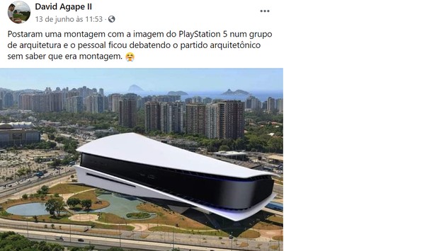 Design do novo PlayStation gera memes e comparações com obras de Niemeyer e Zaha Hadid (Foto: Reprodução / Twitter / Facebook)