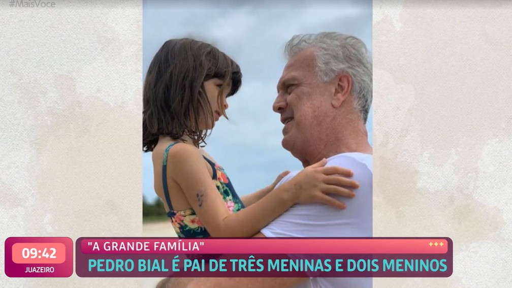 Pedro Bial com a filha Laura, de 4 anos — Foto: Reprodução/Globo