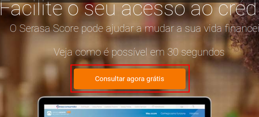 Início de consulta no Serasa Score (Foto: Reprodução/Edivaldo Brito)