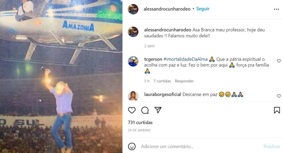 Fãs lamentam morte de Alessandro Cunha nas redes sociais  — Foto: Redes Sociais