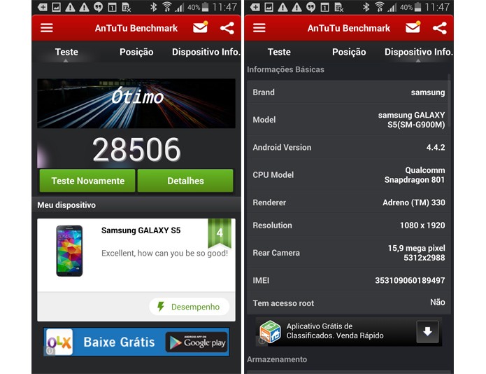 Benchmark do Galaxy S5 via AnTuTU (Foto: Reprodução) Benchmark do Galaxy S5 via AnTuTU (Foto: Reprodução)