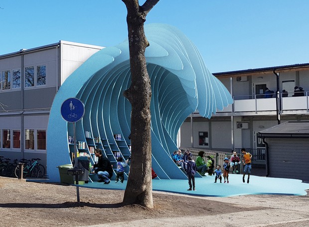 Além dos playgrounds e fachadas, os conceitos idealizam bibliotecas infantis (Foto: UMA/ Reprodução)