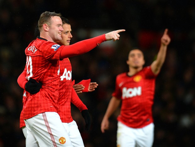 Rooney e Javier Hernandez gol Manchester United (Foto: AFP)