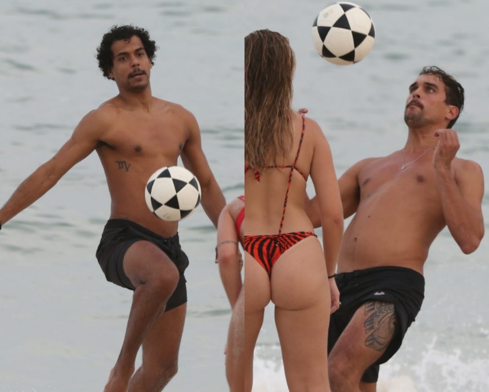 Marcello Melo Jr.  e Felipe Roque jogam bola em praia do Rio (Foto: Dilson Silva/Agnews)