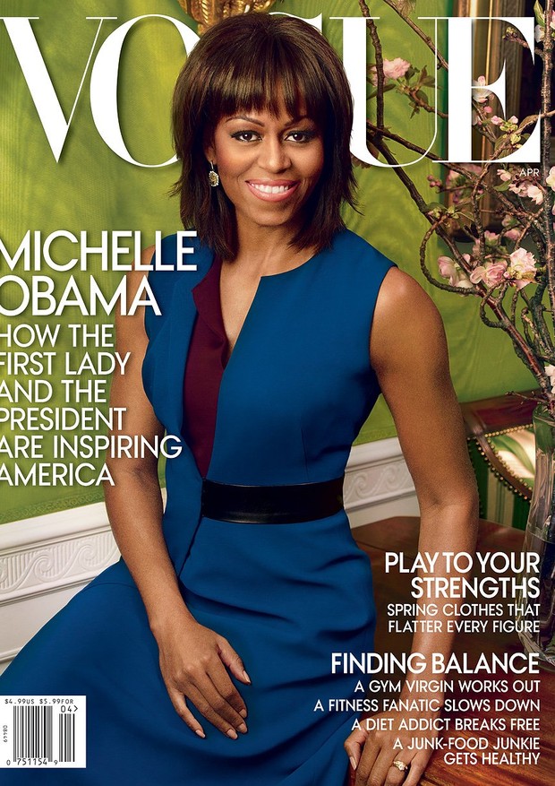 Quatro anos depois, em abril de 2013, Michelle volta à capa da Vogue US (Foto: Reprodução / Vogue US)