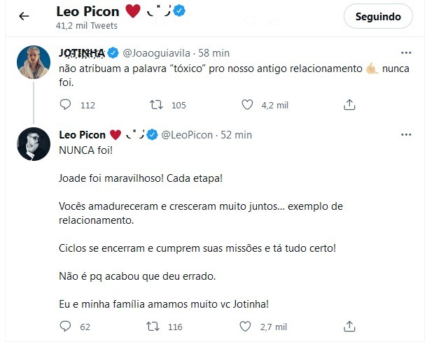 Leo Picon defende relacionamento de Jade Picon e João Guilherme (Foto: Reprodução/Twitter)
