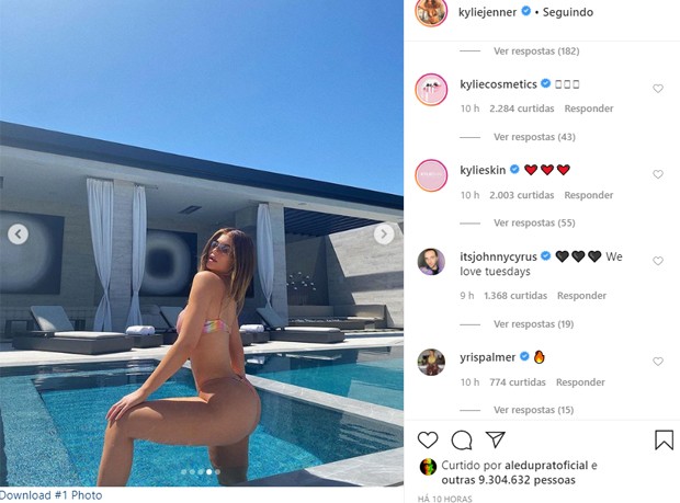 Kylie Jenner republica foto com corte para esconder erro no Photoshop (Foto: Reprodução/Instagram)