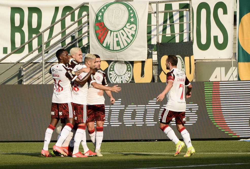 Jogadores do Flamengo comemoram o gol de Michael &mdash; Foto: Marco Ribolli