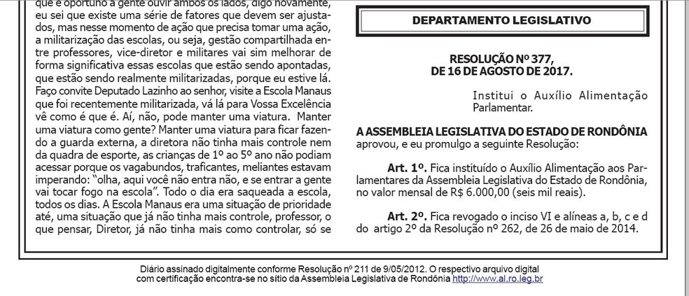 Inclusão do auxílio foi publicada no Diário Oficial (Foto: Reprodução)