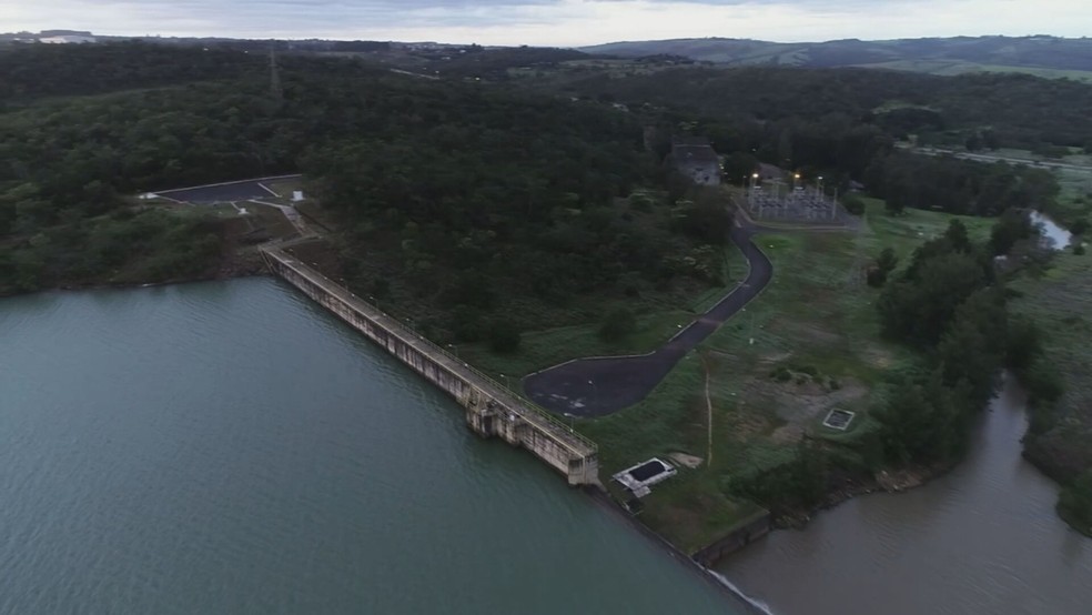 Reservatório do Descoberto atingiu a capacidade máxima de armazenamento de água  — Foto: TV Globo/Reprodução