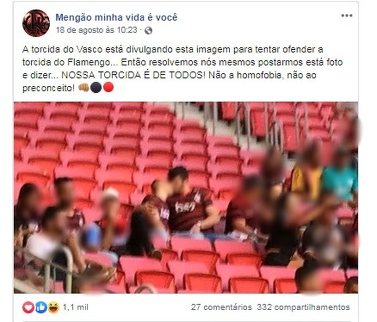Torcida Do Flamengo Posta Foto De Beijo Gay Contra Homofobia Apos Jogo Em Brasilia Distrito Federal G1