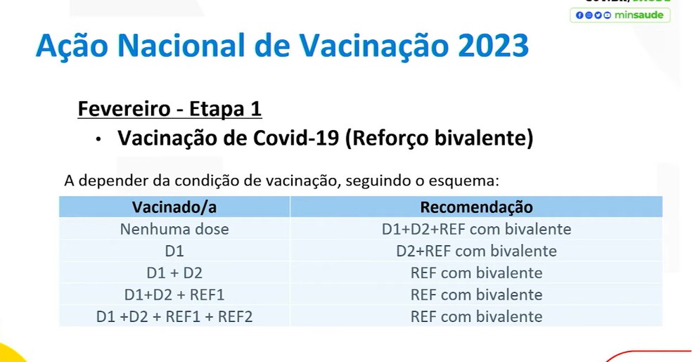 Plano nacional de vacinação contra Covid-19 2023 — Foto: Reprodução/Ministério da Saúde