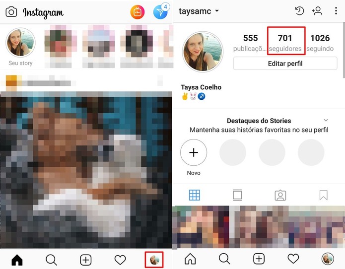 Vá na opção "Seguidores" do Instagram (Foto: Reprodução/Taysa Coelho) Vá na opção "Seguidores" do Instagram (Foto: Reprodução/Taysa Coelho)