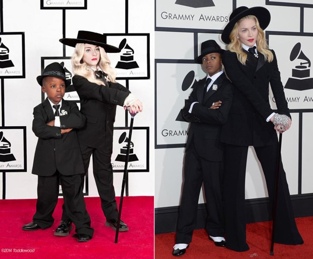 Madonna e o filho David no Grammy 2014 (Foto: Reprodução)