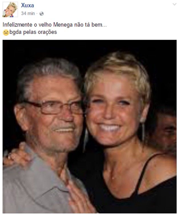 Xuxa fez post sobre o pai, Luiz Floriano Meneghel (Foto: Reprodução)