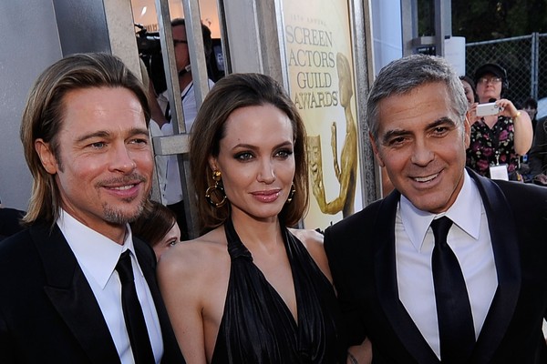 Brad Pitt, Angelina Jolie e George Clooney (Foto: Getty Images)