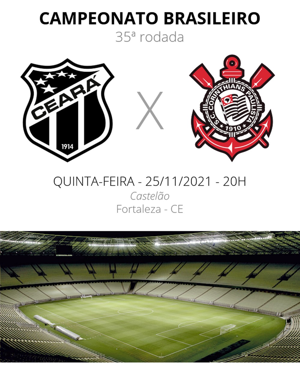 Saiba tudo sobre a partida de hoje entre Ceará x Corinthians