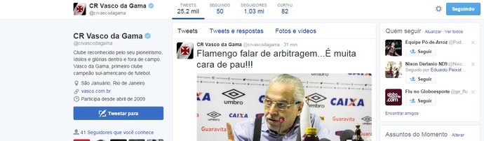 Vasco ironiza preocupação do Fla com arbitragem: É muita cara de pau