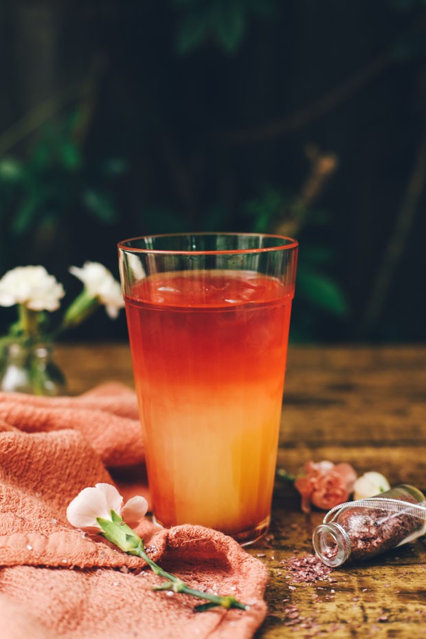 Aprenda a fazer um delicioso drink sem álcool com gengibre e hibisco (Foto: Simplesmente)