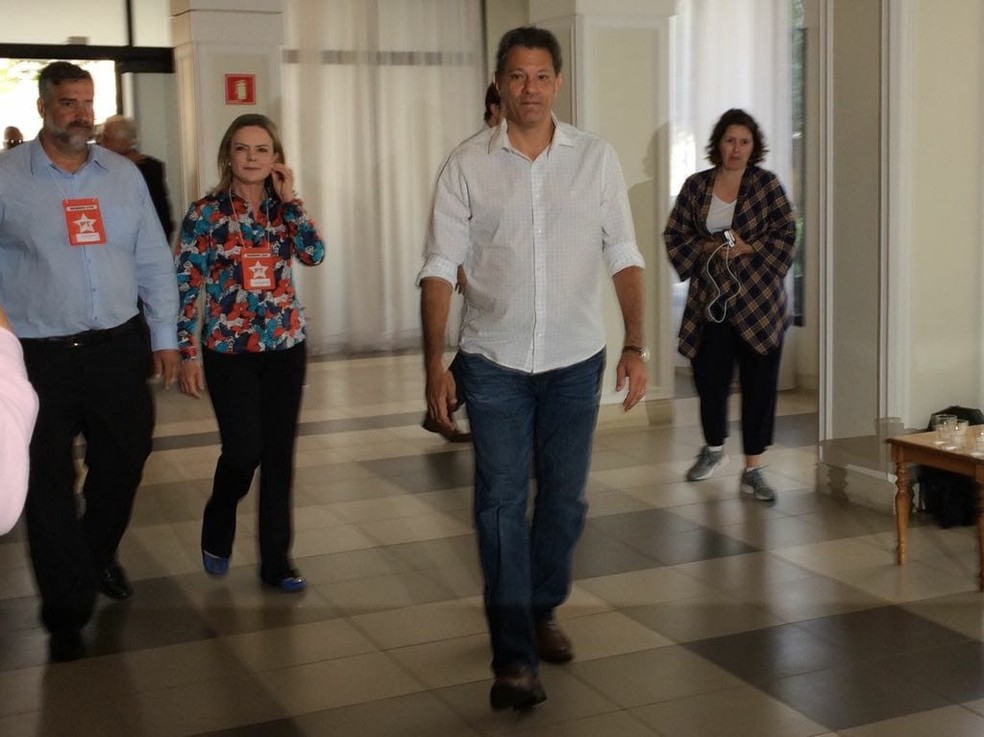 Fernando Haddad participou de reuniÃ£o da executiva do PT em hotel em SÃ£o Paulo â Foto: Marina Pinhoni/G1