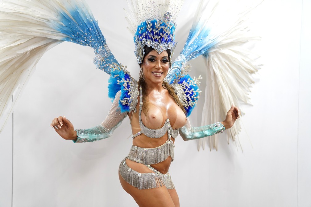 Caminhoneira, Mulher Abacaxi desfila com seios à mostra na Sapucaí: 'Na correria, esqueci a parte de cima da fantasia' | Carnaval 2023 no Rio de Janeiro | G1