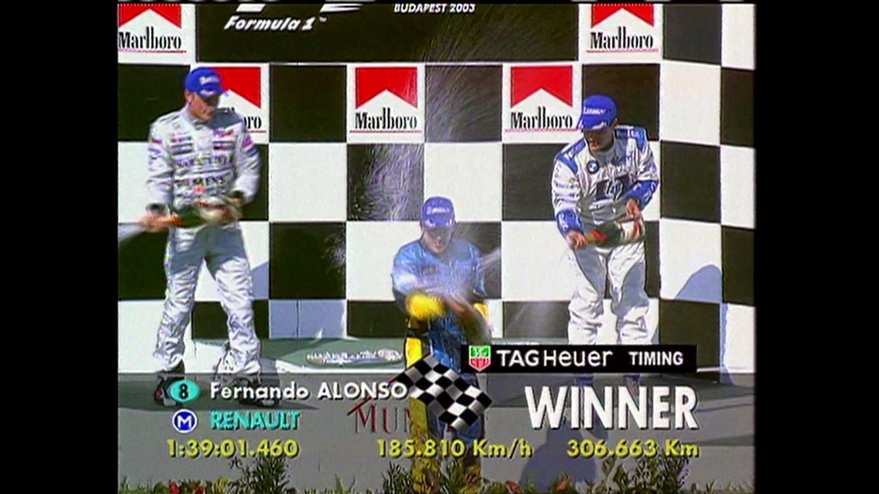 Em 2003, Fernando Alonso vence o GP da Hungria