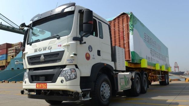 Caminhões autônomos vêm sendo testados em algumas regiões da China (Foto: Getty Images via BBC News Brasil)