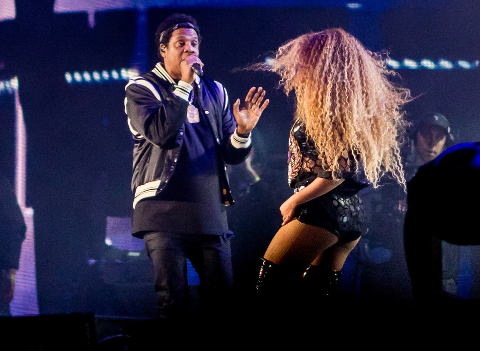Jay-Z e Beyoncé durante apresentação no Coachella 2018 (Foto: Kyle Grillot/AFP)