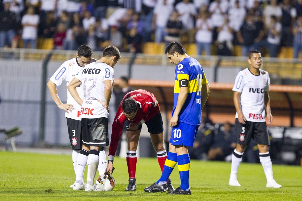 Riquelme na final entre Corinthians e Boca Juniors, em 2012 — Foto: Daniel Augusto Jr/Ag. Corinthians