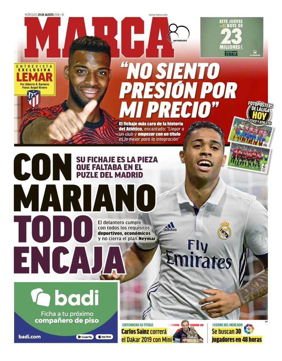 ContrataÃ§Ã£o de Mariano Diaz pelo Real Madrid Ã© manchete no Marca (Foto: ReproduÃ§Ã£o / Marca)