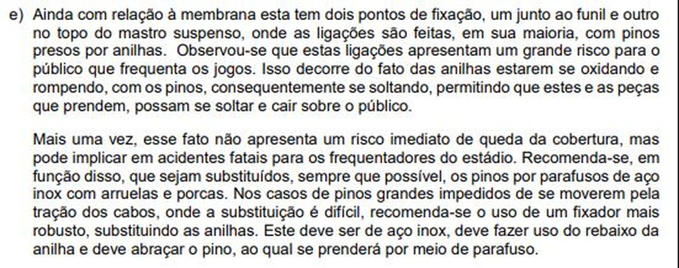 Relat&oacute;rio apontou riscos graves com recomenda&ccedil;&otilde;es urgentes de corre&ccedil;&otilde;es &mdash; Foto: Reprodu&ccedil;&atilde;o