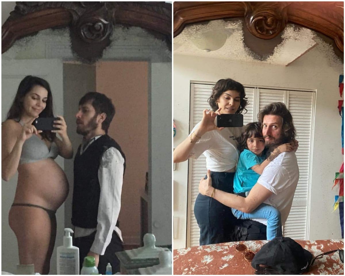 Taina Müller e Henrique Sauer durante a gravidez do filho em 2016; casal com o filho, Martin, hoje com 6 anos (Foto: Reprodução/Instagram)