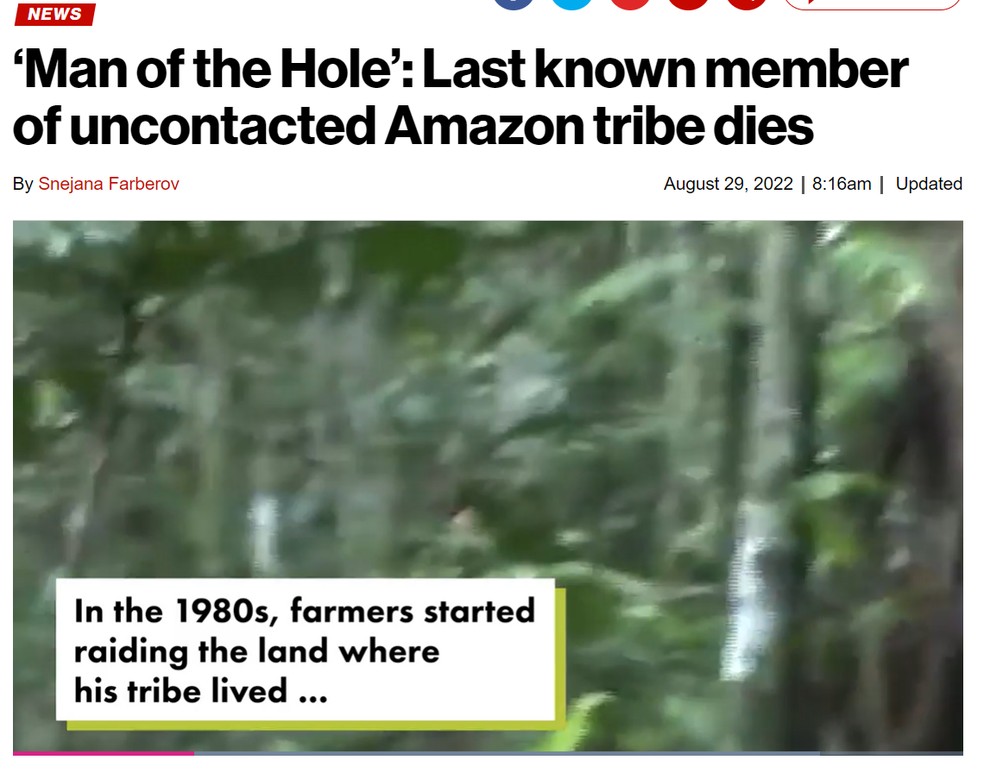 Reprodução da publicação do New York Post sobre morte de indígena brasileiro — Foto: Reprodução